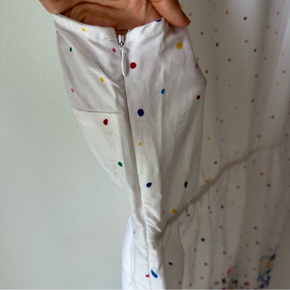 Lanz of Salsburg // Cotton White Long Dress V Neck Sleeveless Floral Size M - Picture 5 of 13